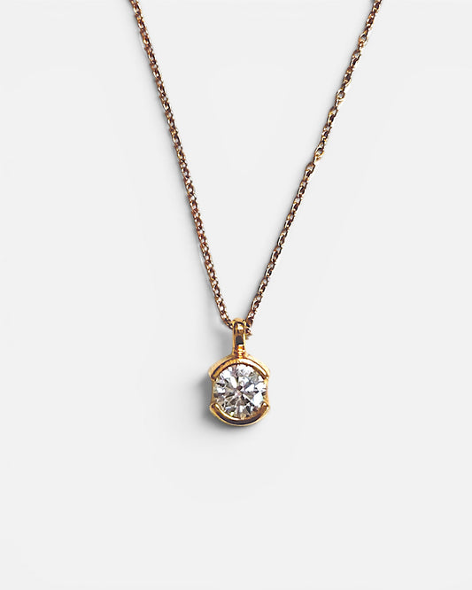 1ct round hale bezel lab-grown diamond rhodium plated necklace
