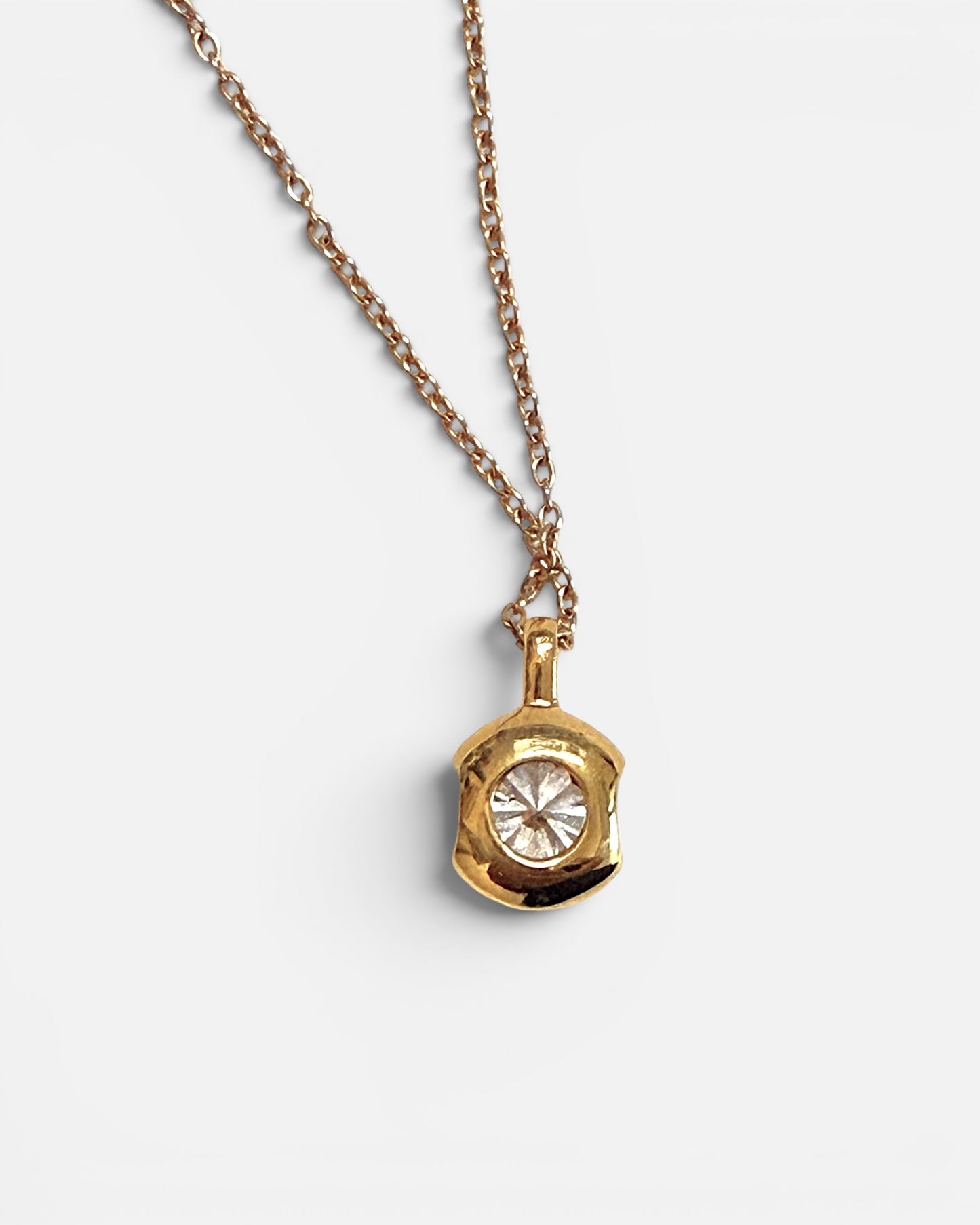1ct round hale bezel lab-grown diamond rhodium plated necklace