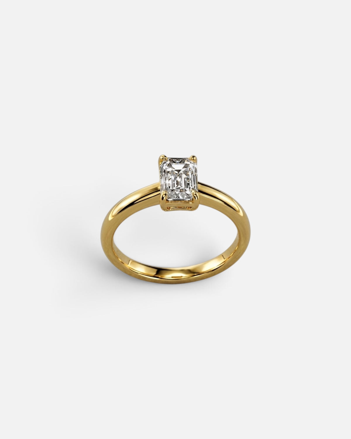 1ct emerald lab-grown diamond gold rhodium plated ring