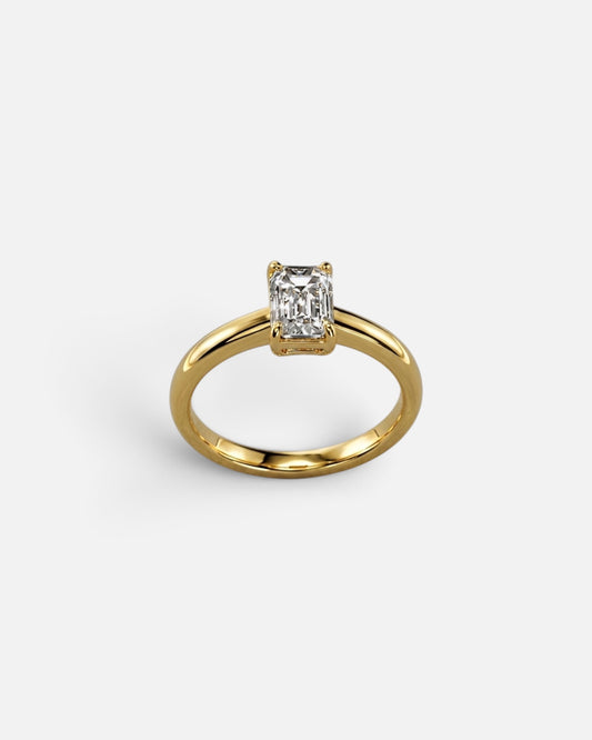 1ct emerald lab-grown diamond gold rhodium plated ring