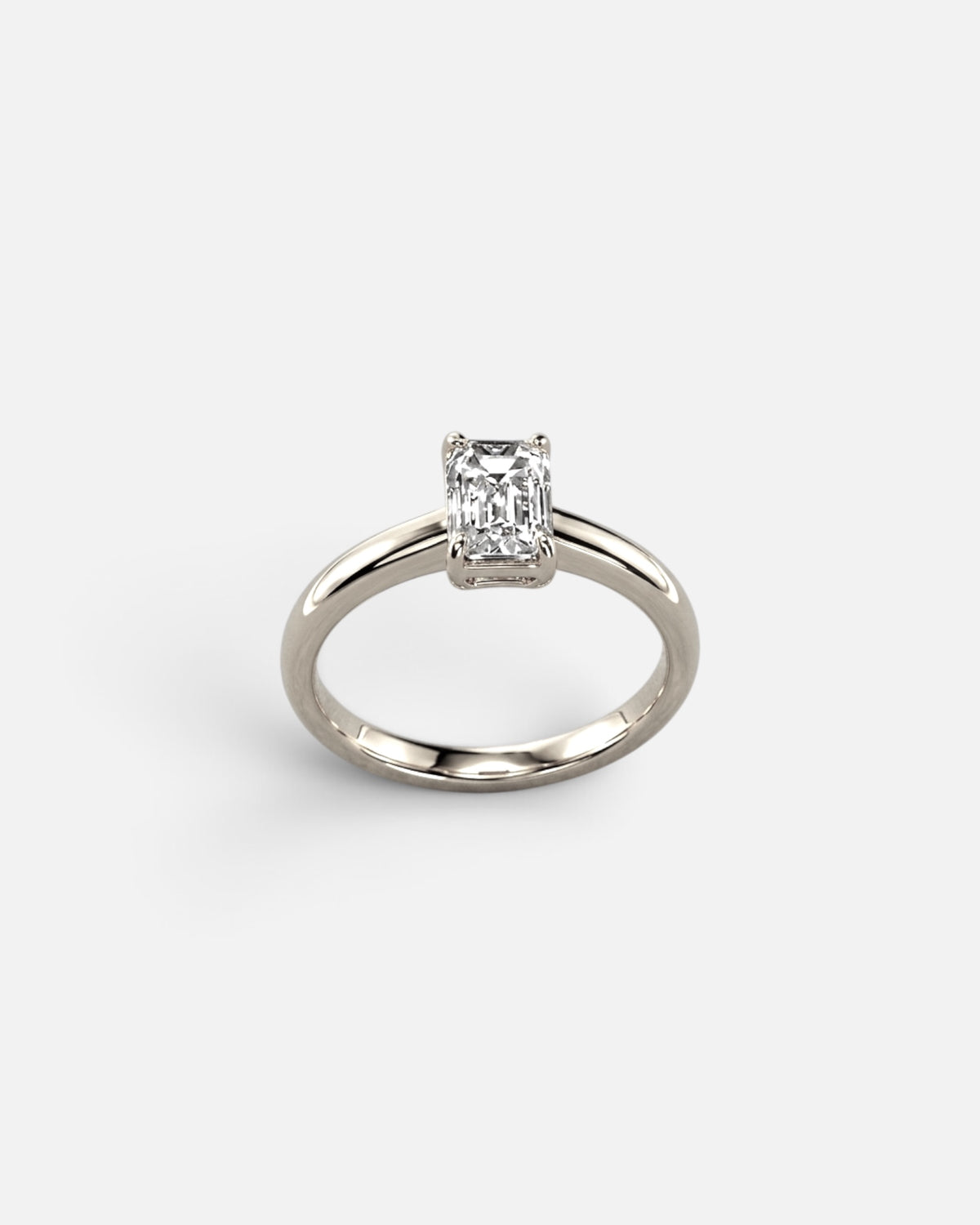 1ct emerald lab-grown diamond silver rhodium plated ring