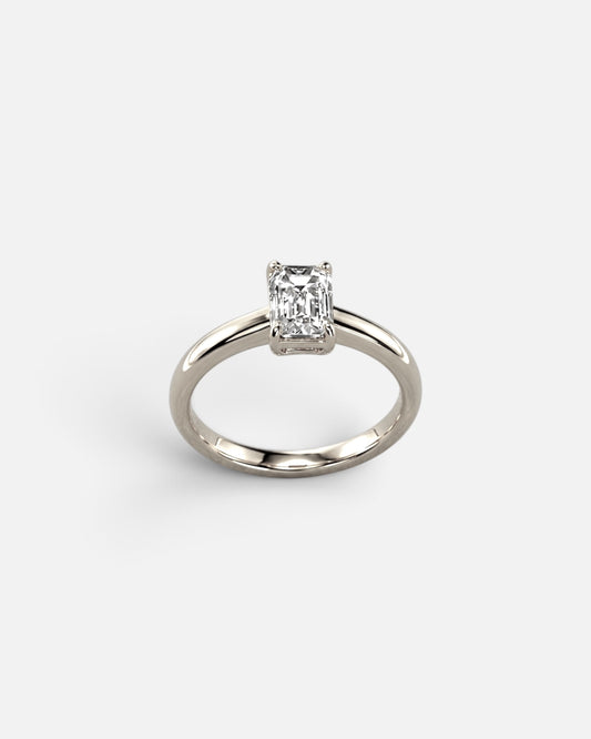 1ct emerald lab-grown diamond silver rhodium plated ring