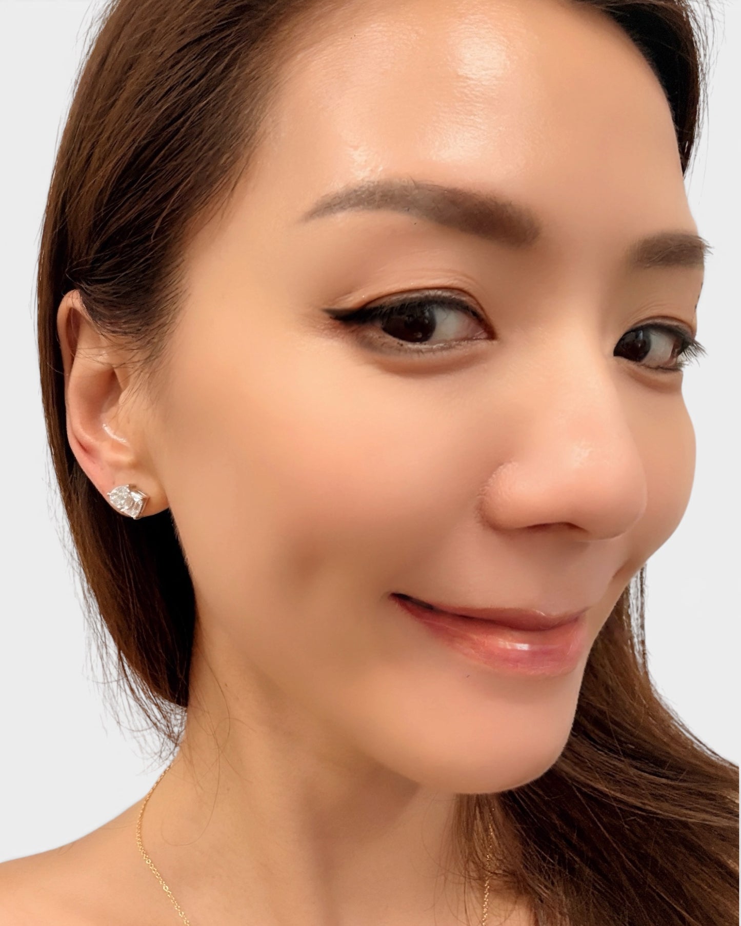 pear & emerald lab-grown diamond rhodium plated stud earrings