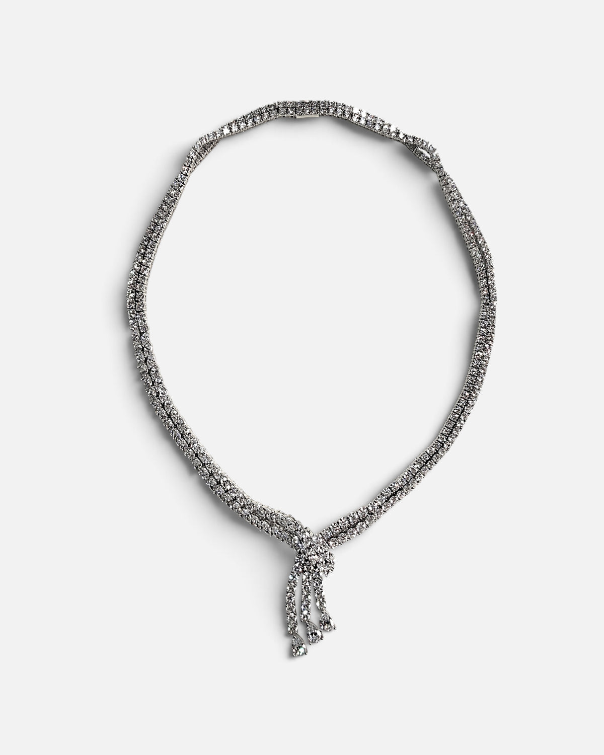 elegant two row lab grown diamond 925 silver necklace