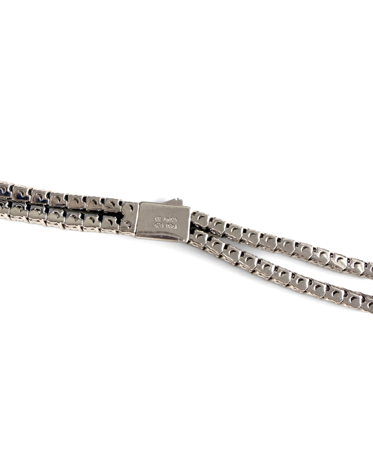 elegant two row lab grown diamond 925 silver necklace