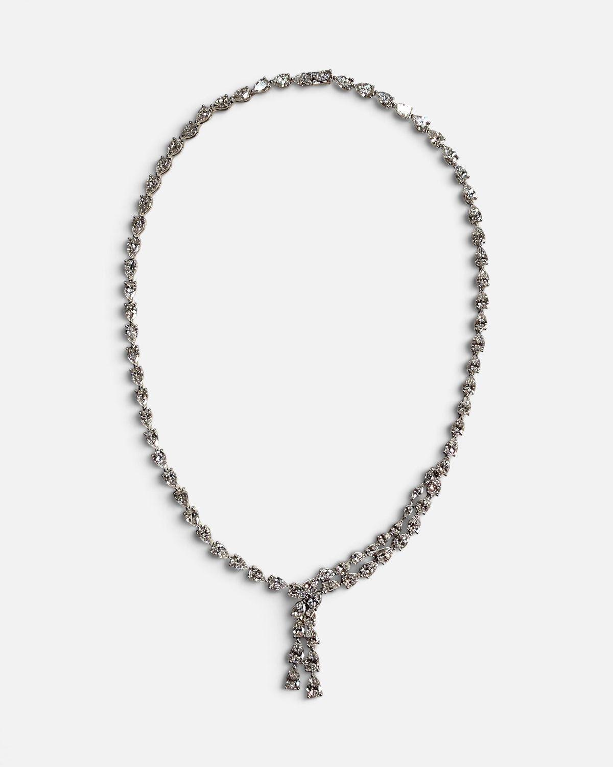 elegant Y-shape marquise lab grown diamond 925 silver necklace