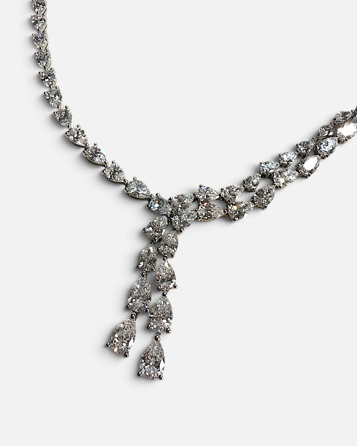 elegant Y-shape marquise lab grown diamond 925 silver necklace