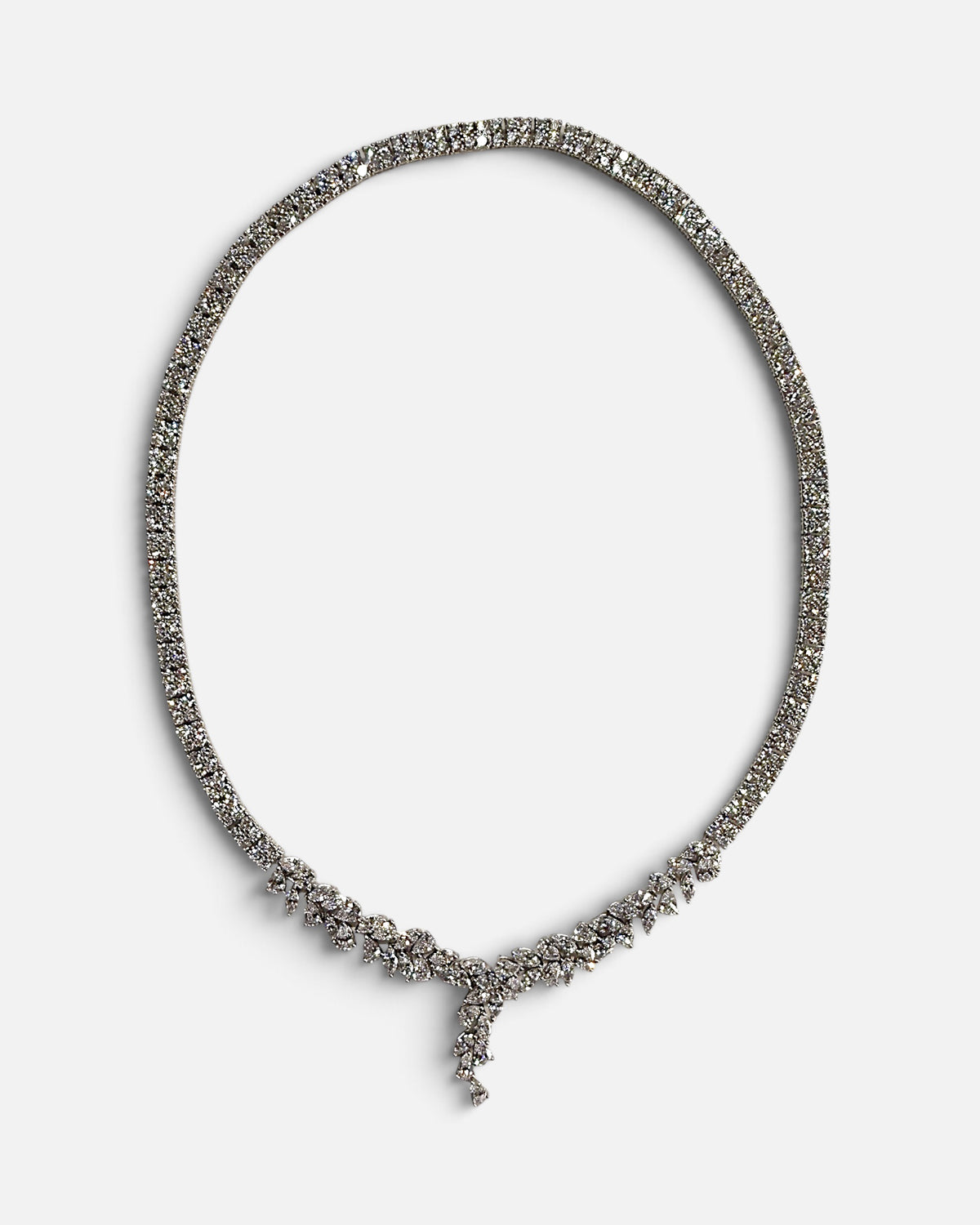 glam leaf statement lab grown diamond 925 silver necklace