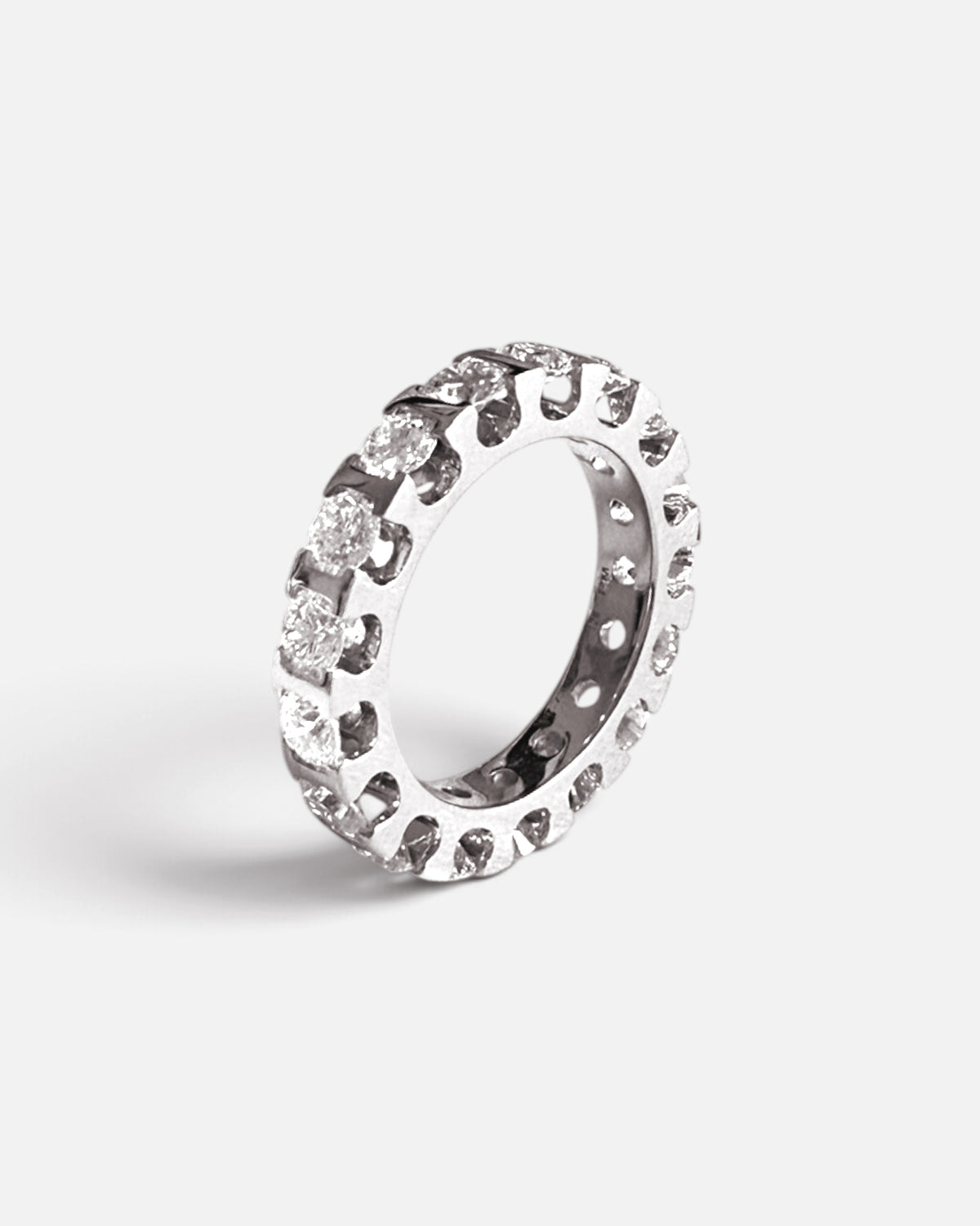 precision-set round lab grown diamond rhodium plated eternity ring