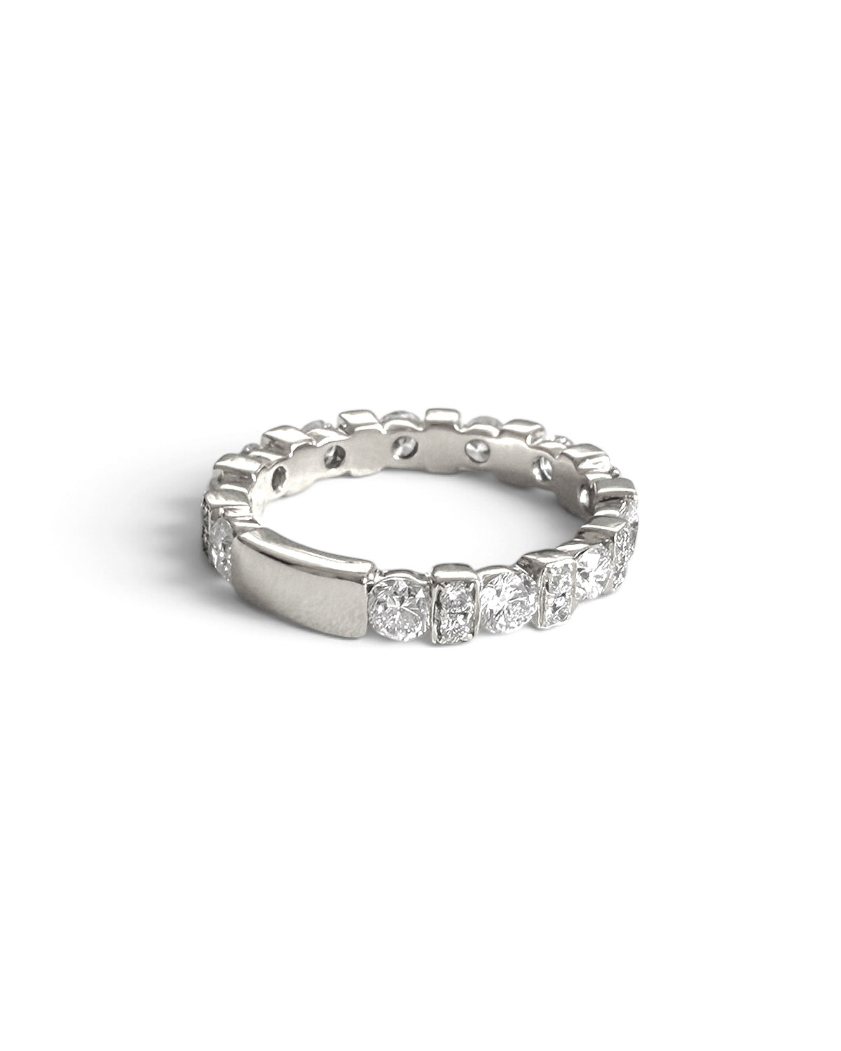 0.1ct baguette eternity lab grown diamond rhodium plated ring