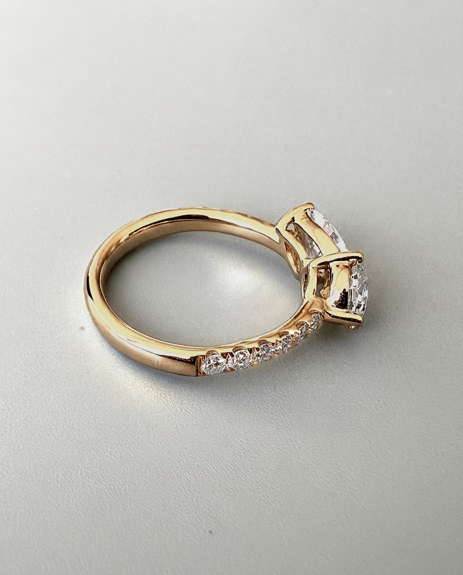 1.3ctw pear & round halo lab grown diamond rhodium plated ring