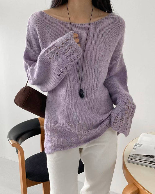 lilac crochet hem knitted top *pre-order*