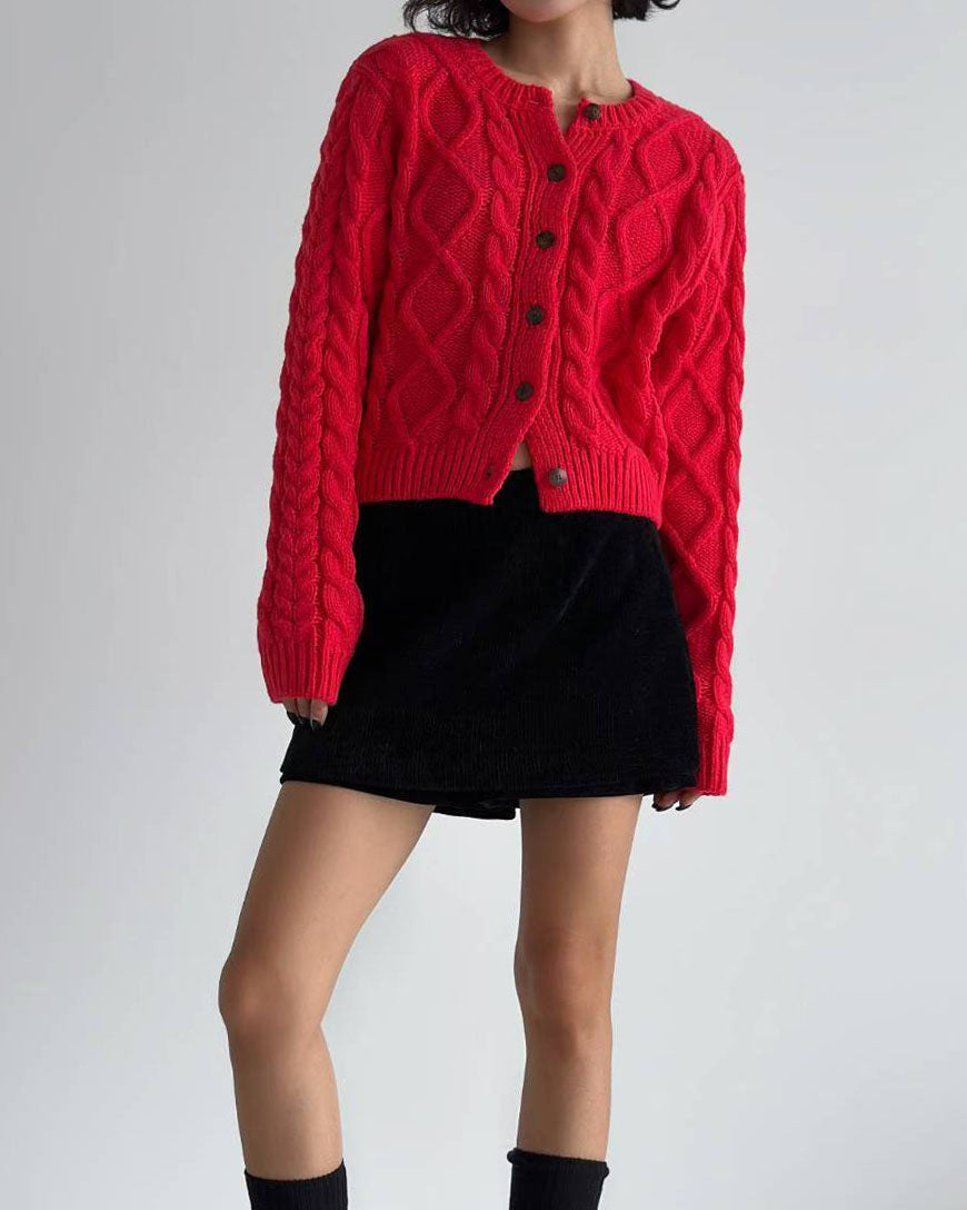 red twisted knitted cardigan *pre-order*