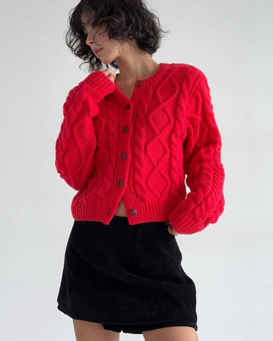 red twisted knitted cardigan *pre-order*