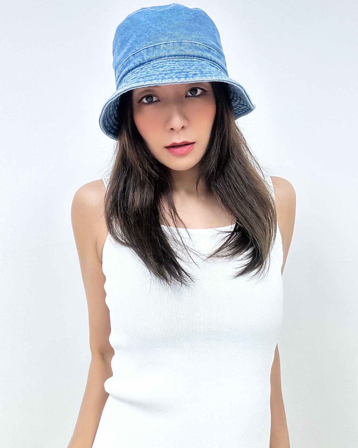 washed denim bucket hat