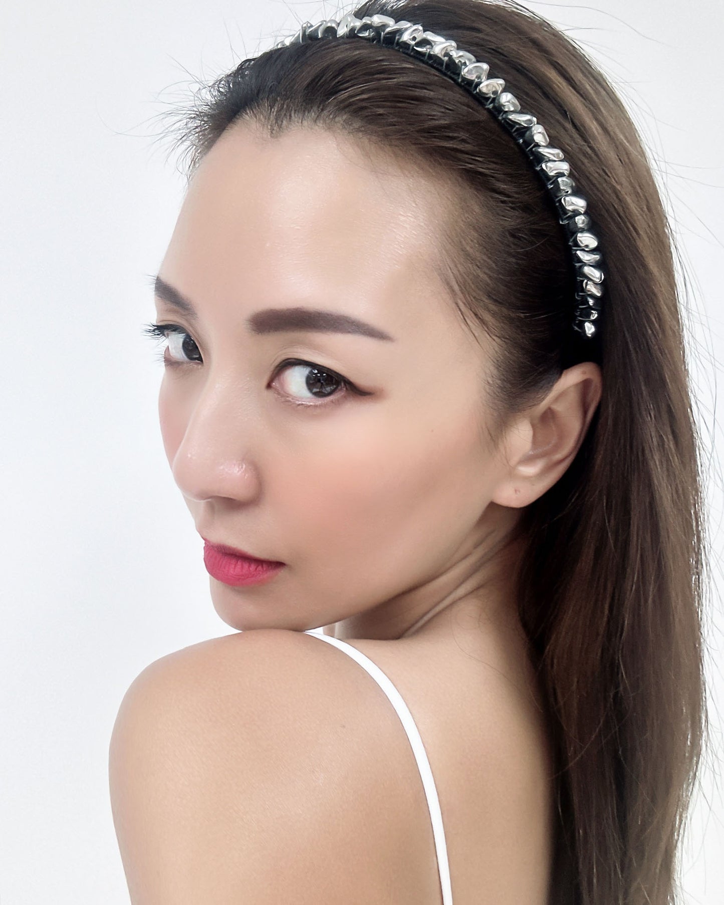 silver beads headband