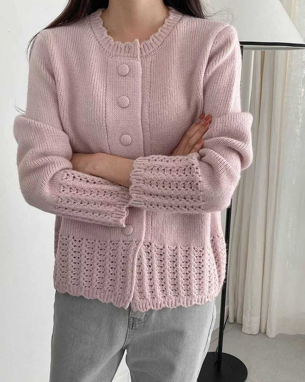 pink crochet knitted cardigan *pre-order*