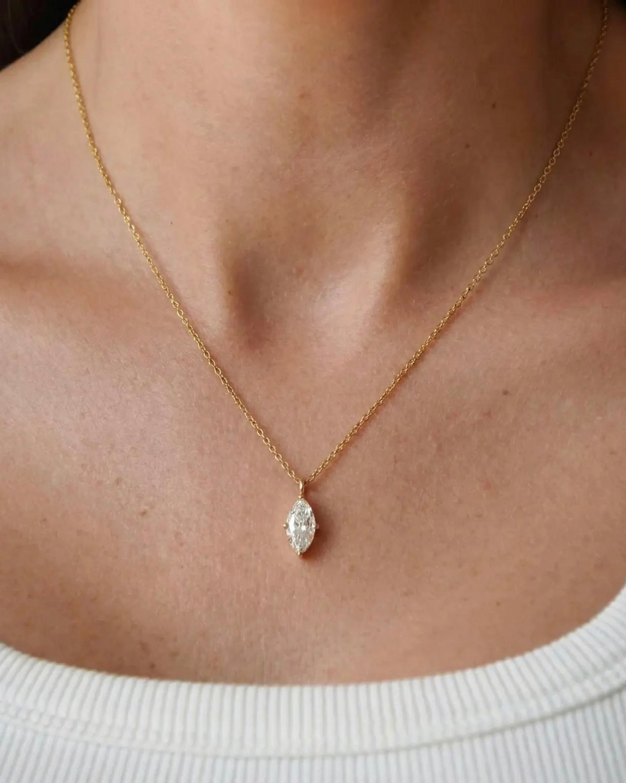 GAL 0.8ct pendant marquise lab-grown diamond necklace