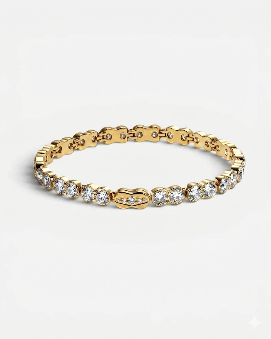 GAL 0.3ct round lab diamond rhodium plated tennis bracelet
