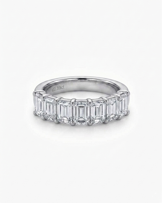 0.3ct 7-stone emerald half eternity 925 silver ring