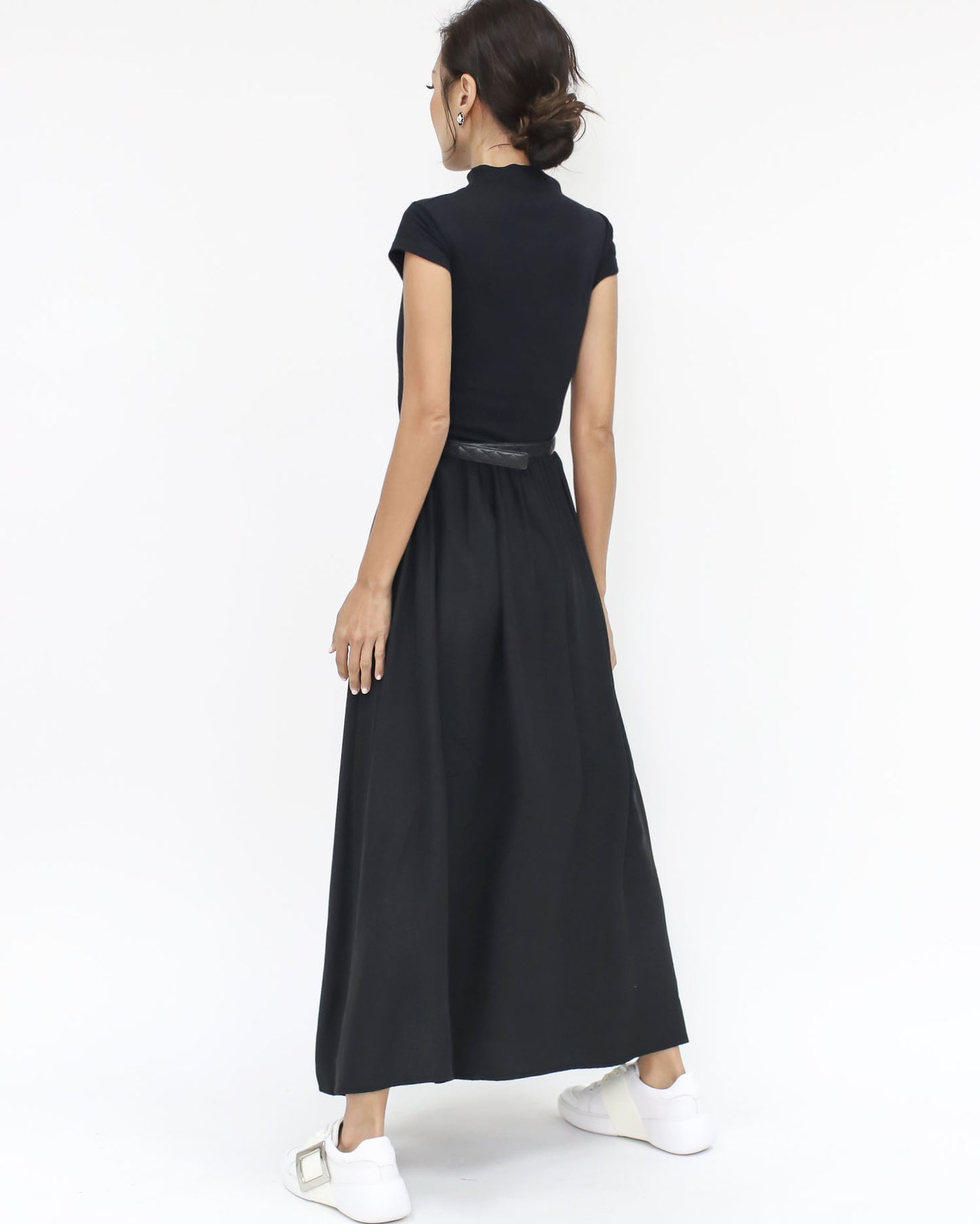 black jersey high neck & slinky flare dress *pre-order*