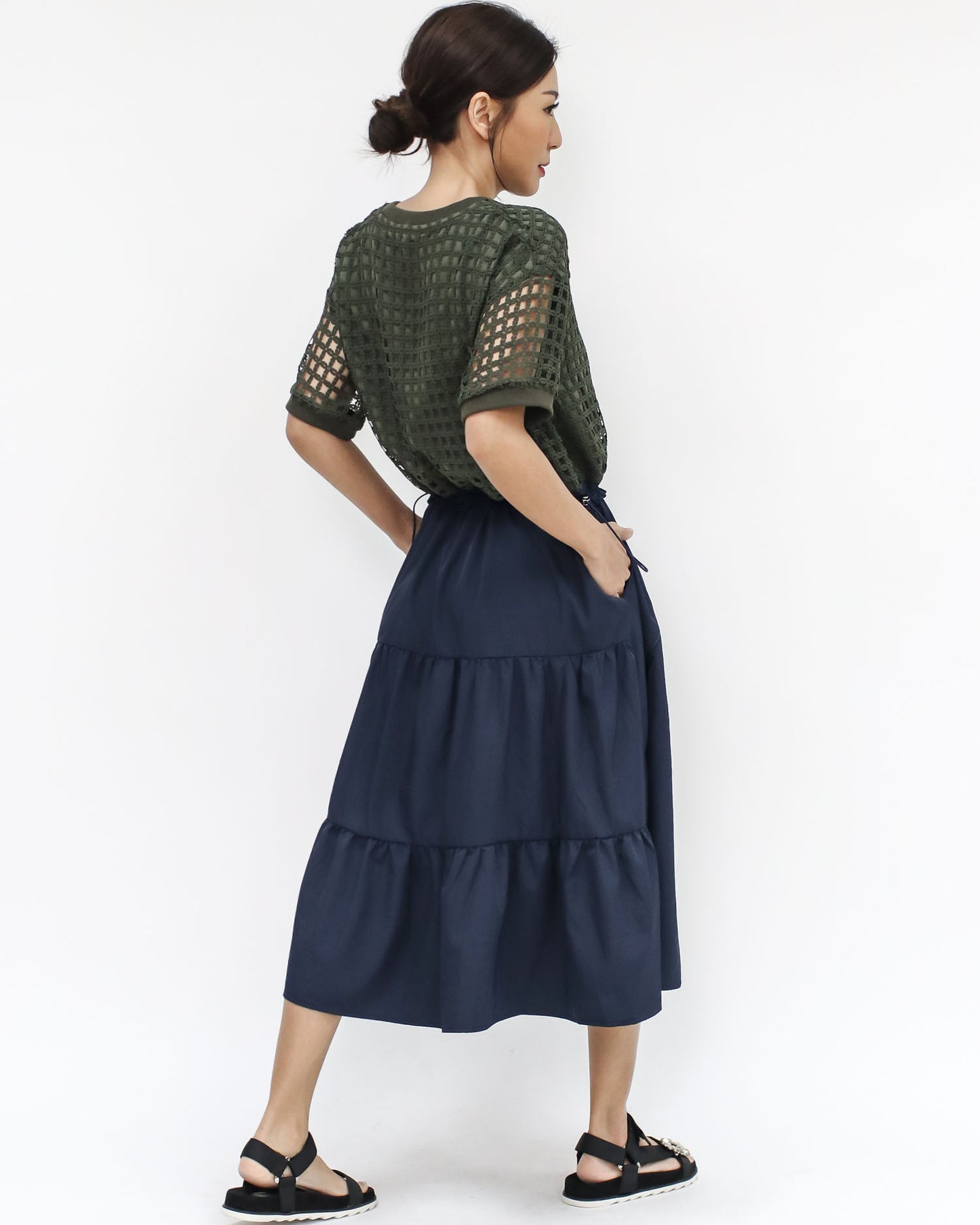 green cage & navy tech dress *pre-order*