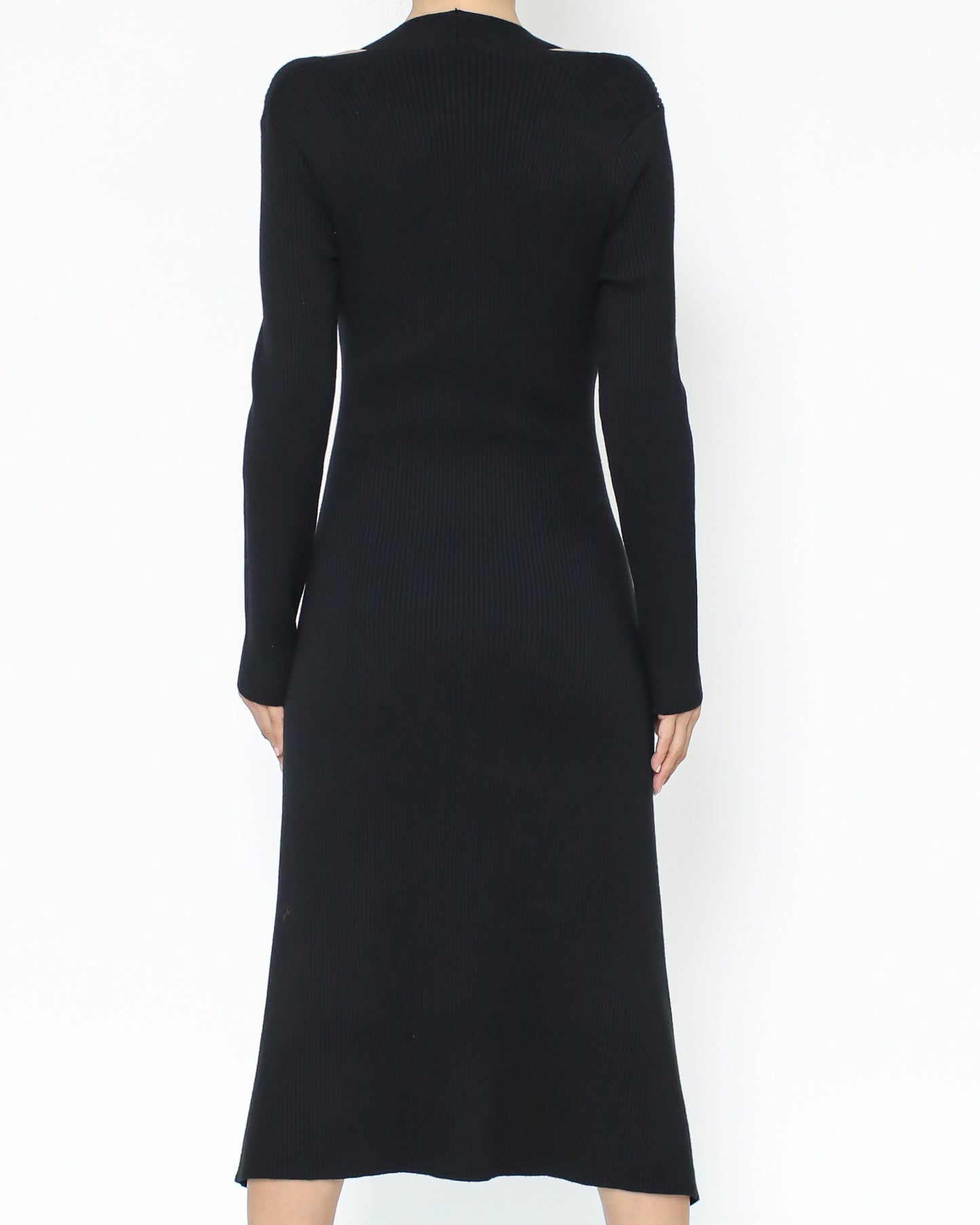 black cutout shoulders knitted dress