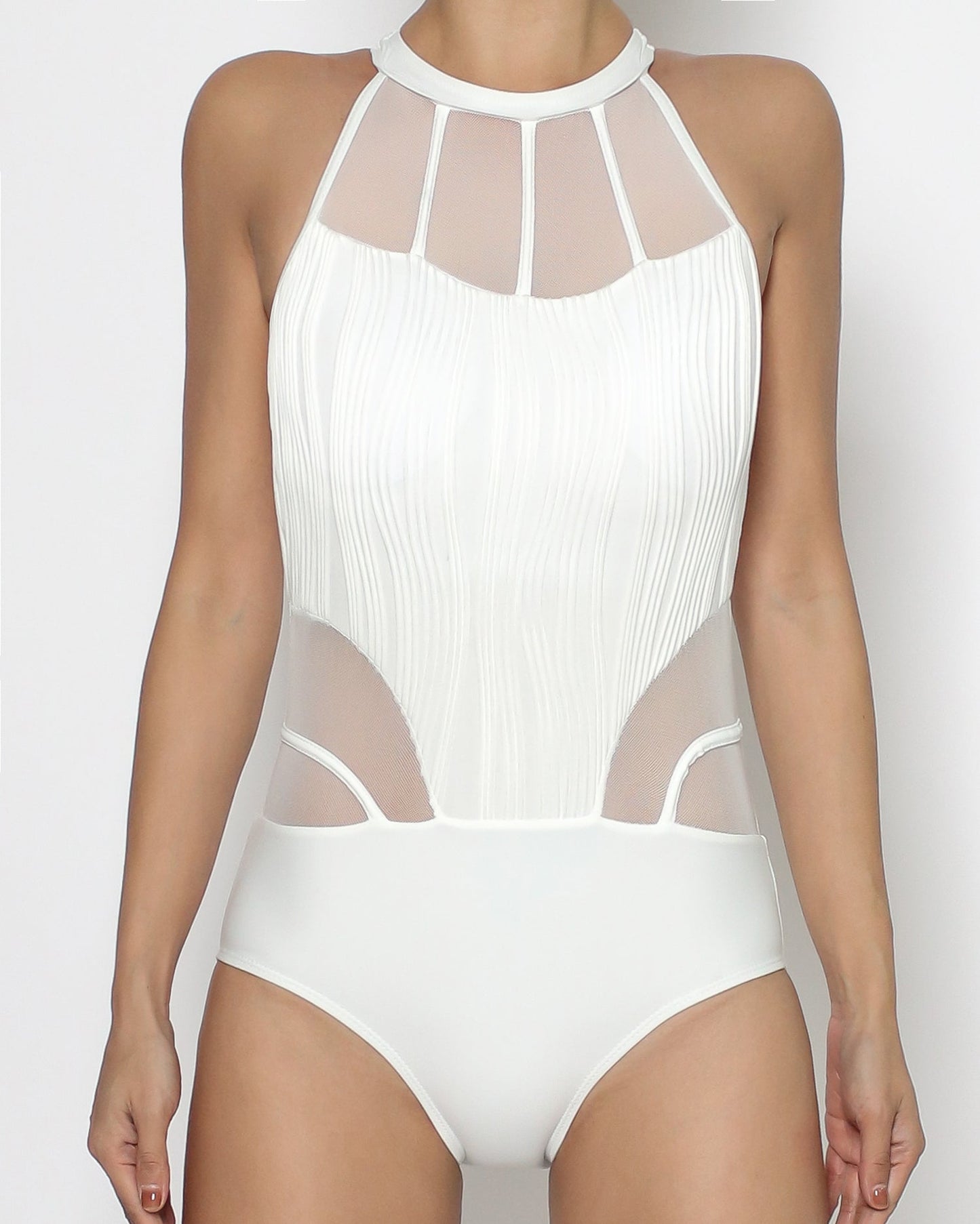 ivory mesh corset one-piece swimwear *pre-order*