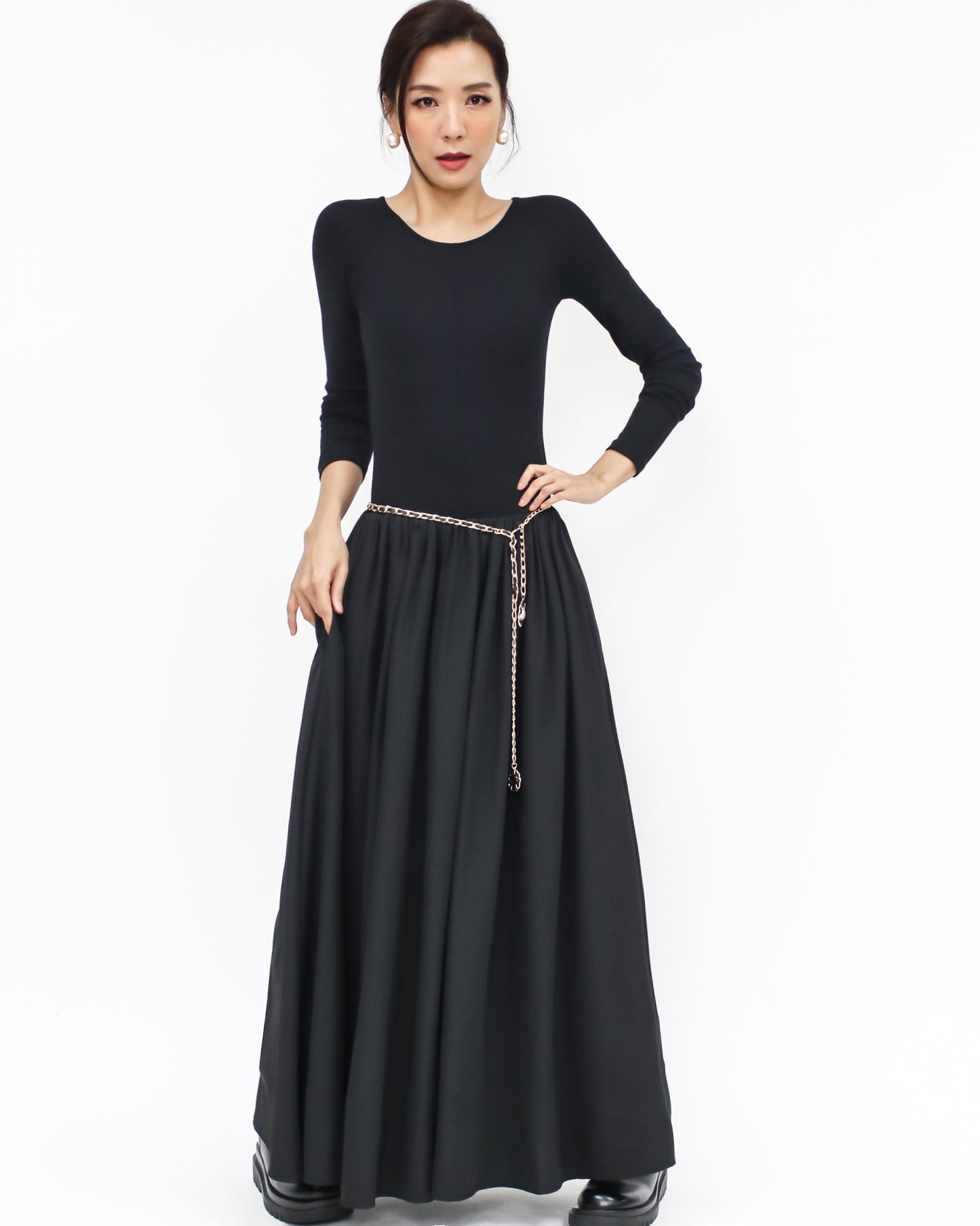 black flare longline dress *pre-order*