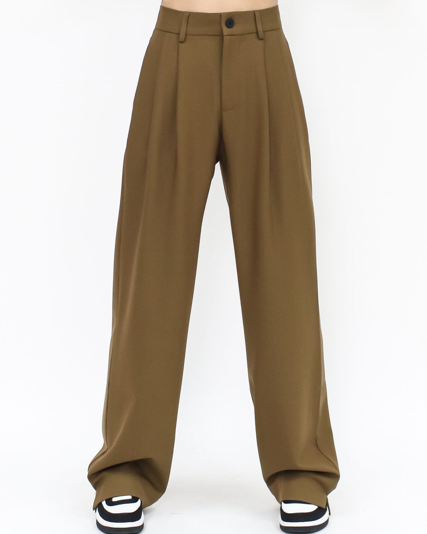 brown splits hem straight pants *pre-order*