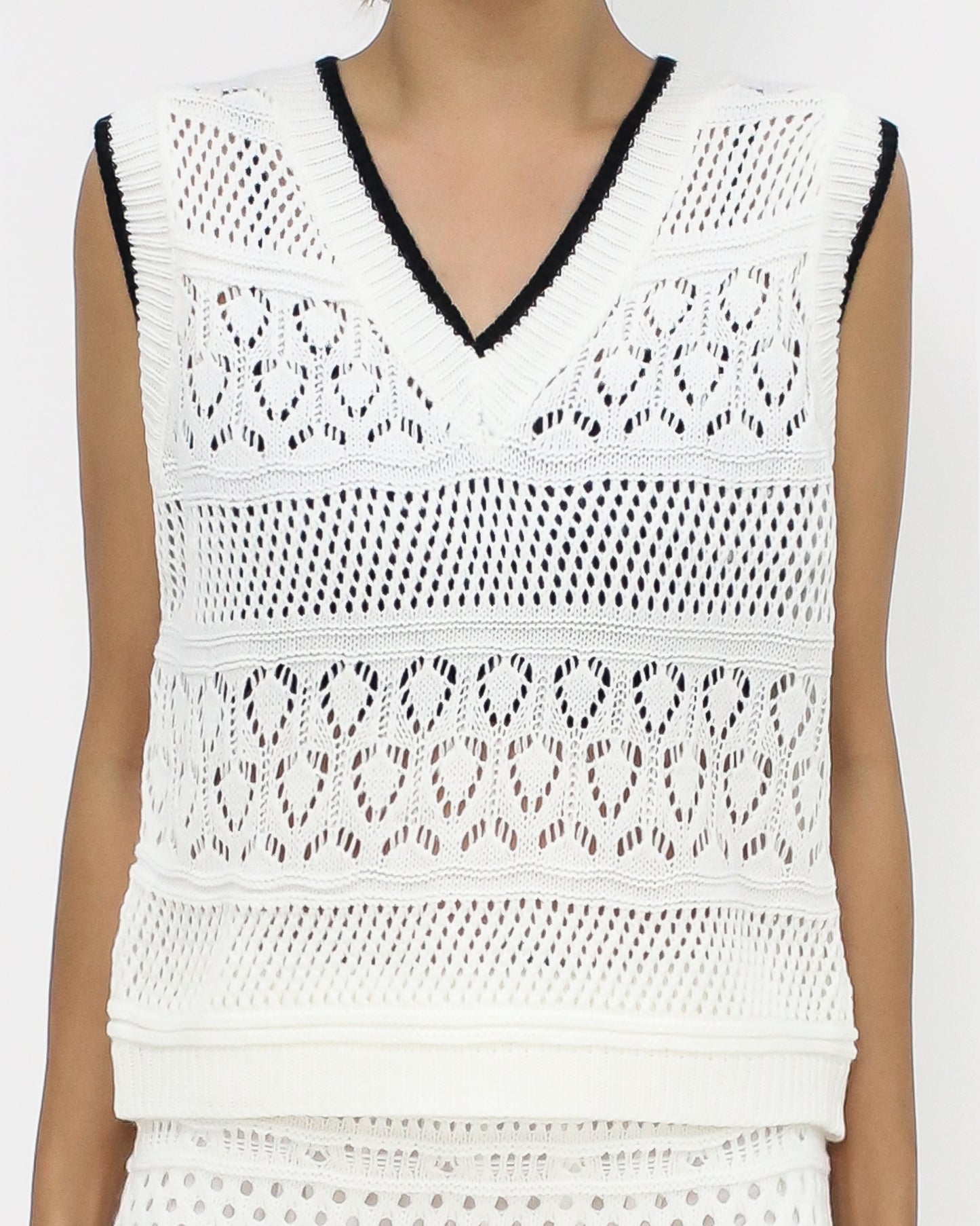 ivory crochet knitted vest & tassels skirt set *pre-order*