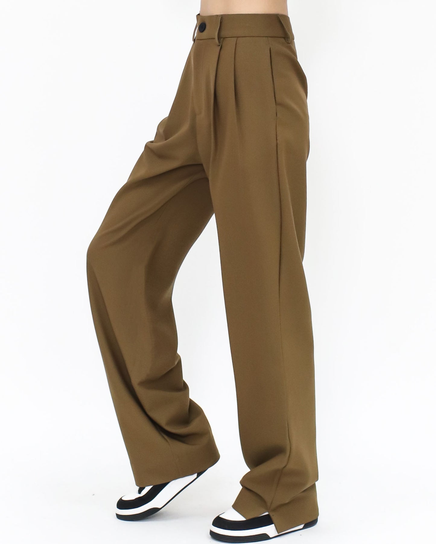 brown splits hem straight pants *pre-order*
