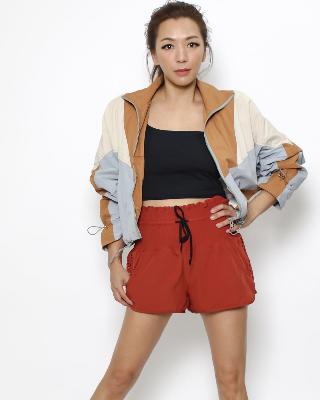 red ruched waist sports shorts *pre-order*