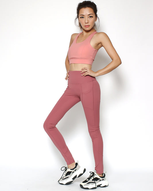 pink seams sports leggings with pockets *pre-order*