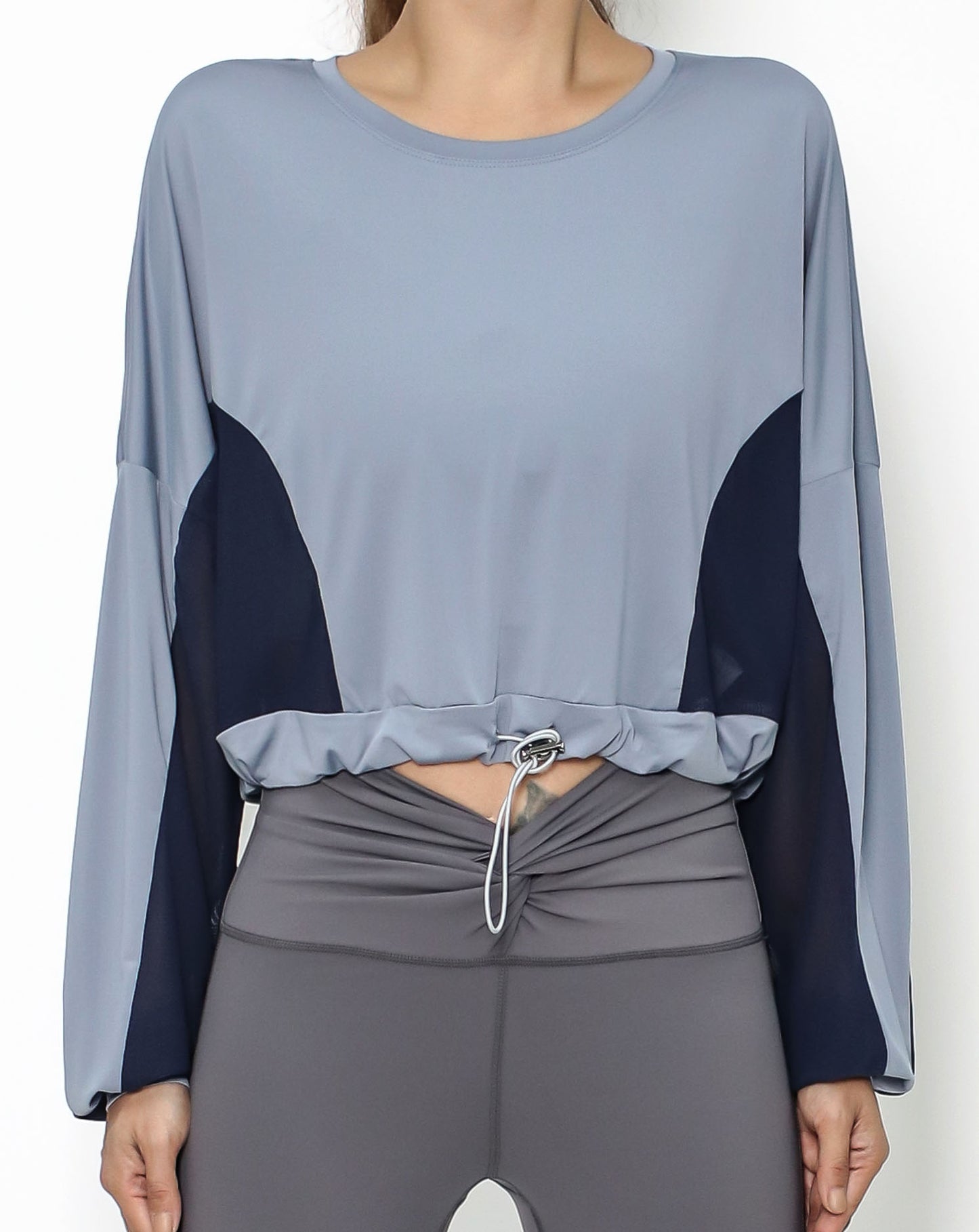 blue & navy cropped sports top *pre-order*
