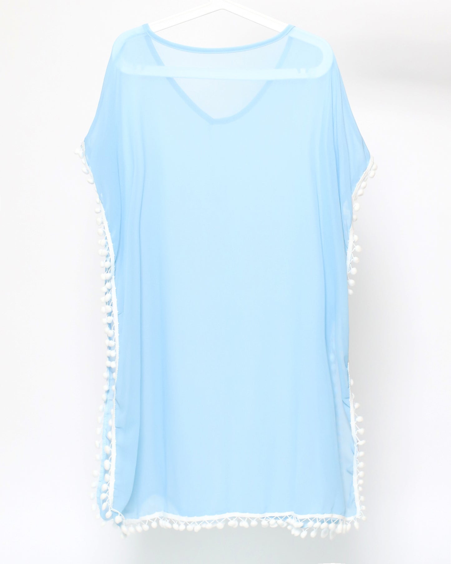 blue sheer pompom cover up dress *pre-order*