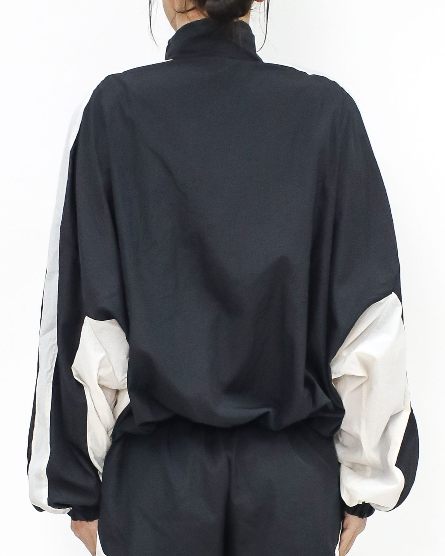 black & ivory panel tech jacket & shorts set *pre-order*