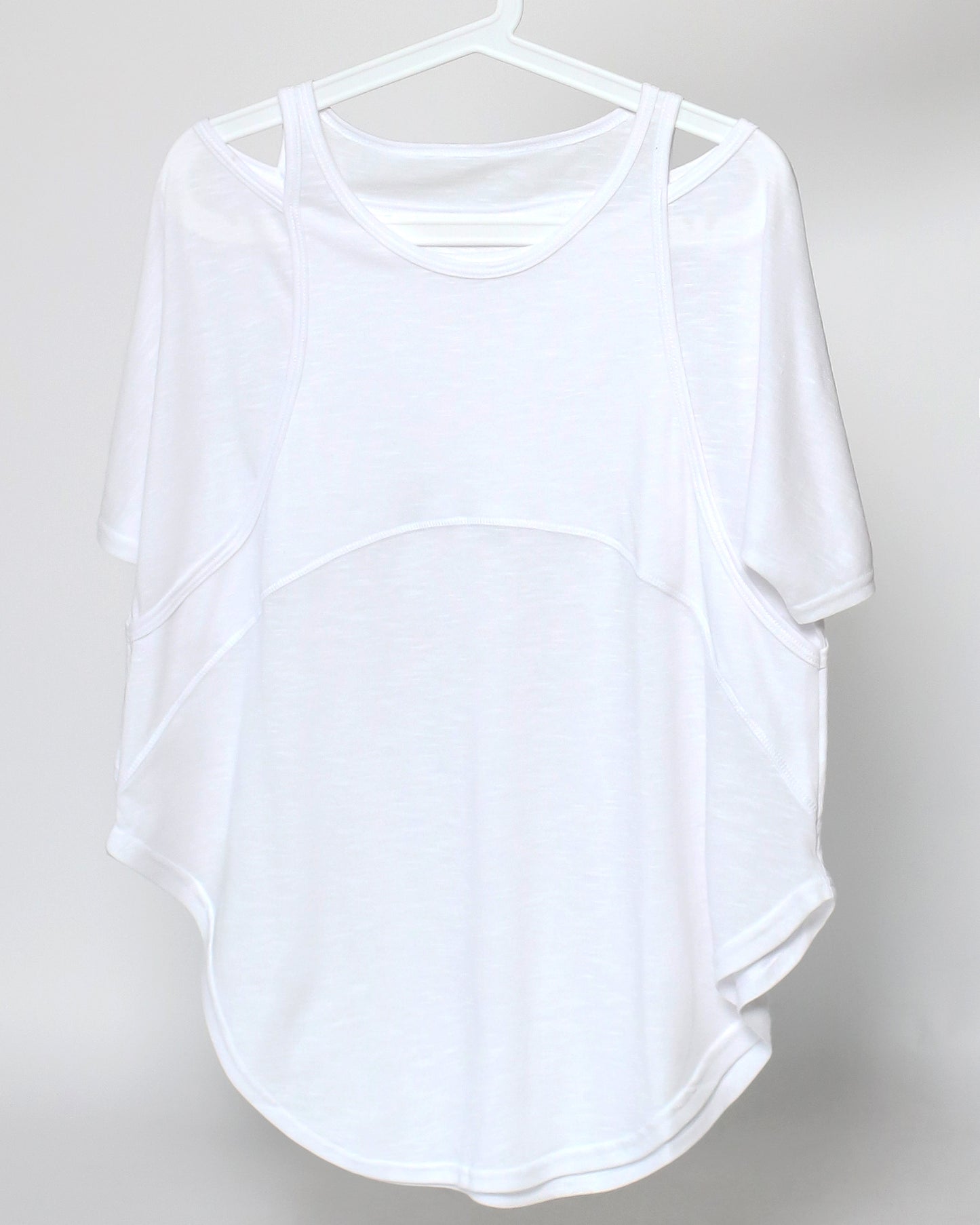 ivory cutout shoulders sports tee *pre-order*