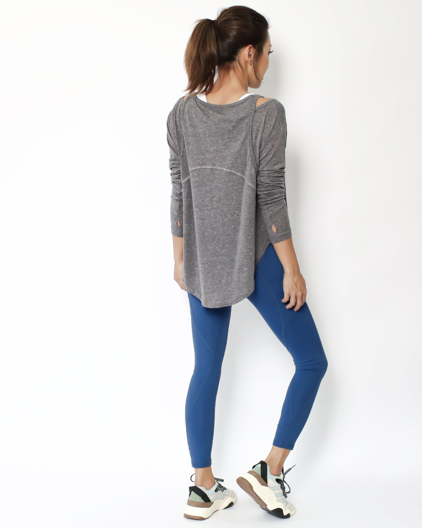 marble grey cutout back sports top *pre-order*