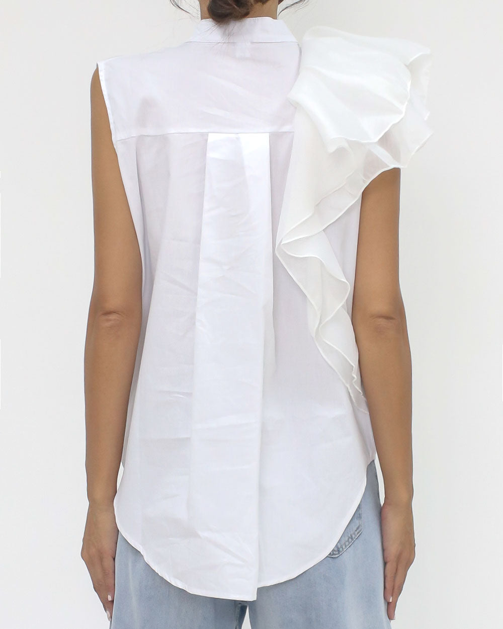 ivory mesh ruffles shirt vest *pre-order*