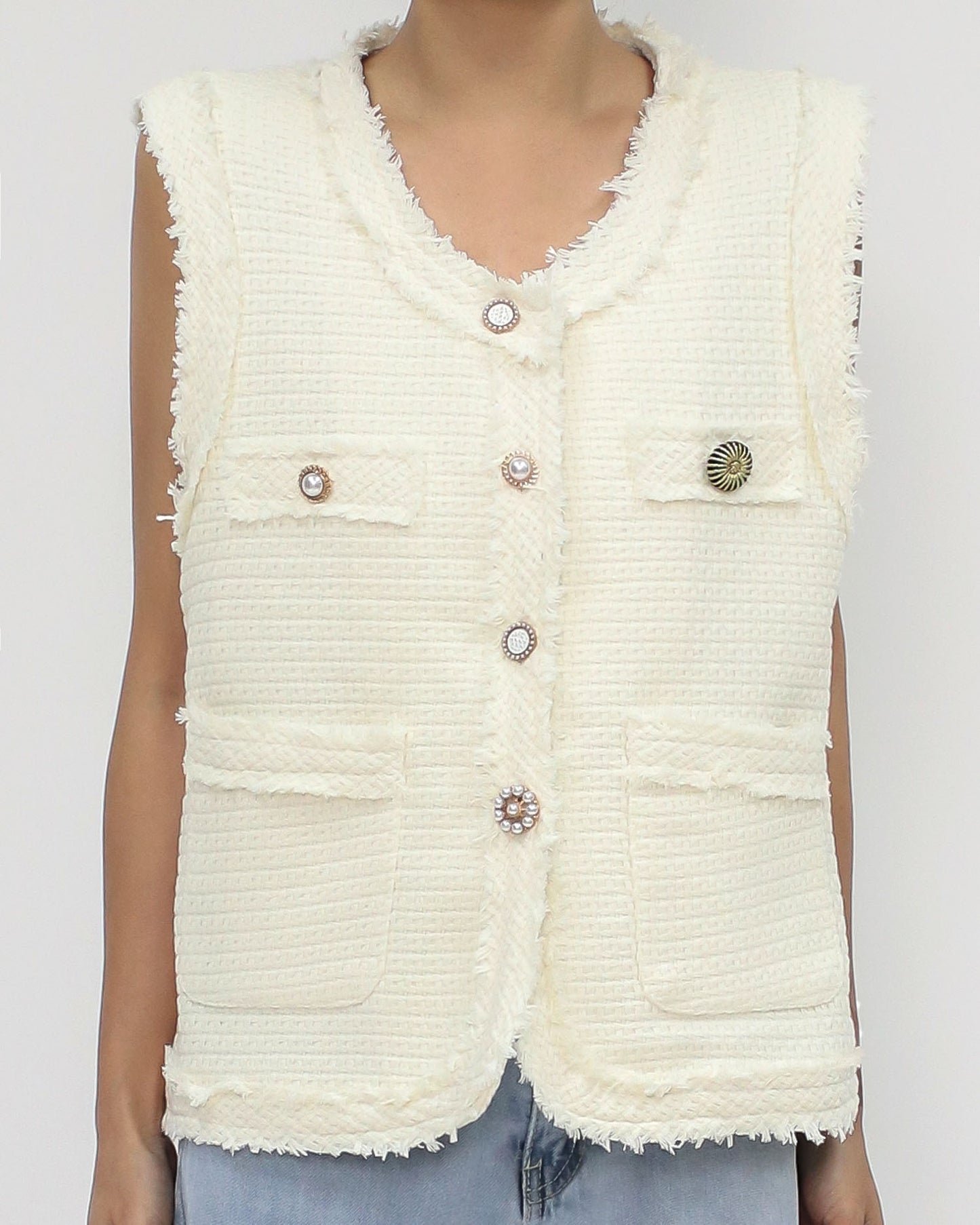 ivory tweed vest jacket *pre-order*