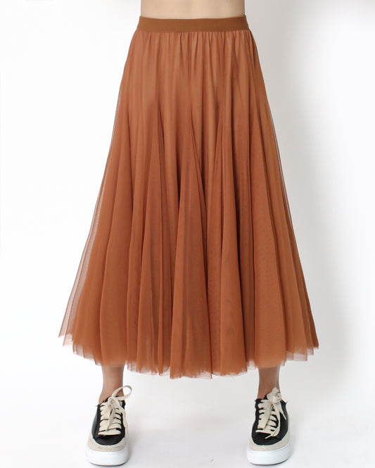 caramel mesh midi skirt *pre-order*