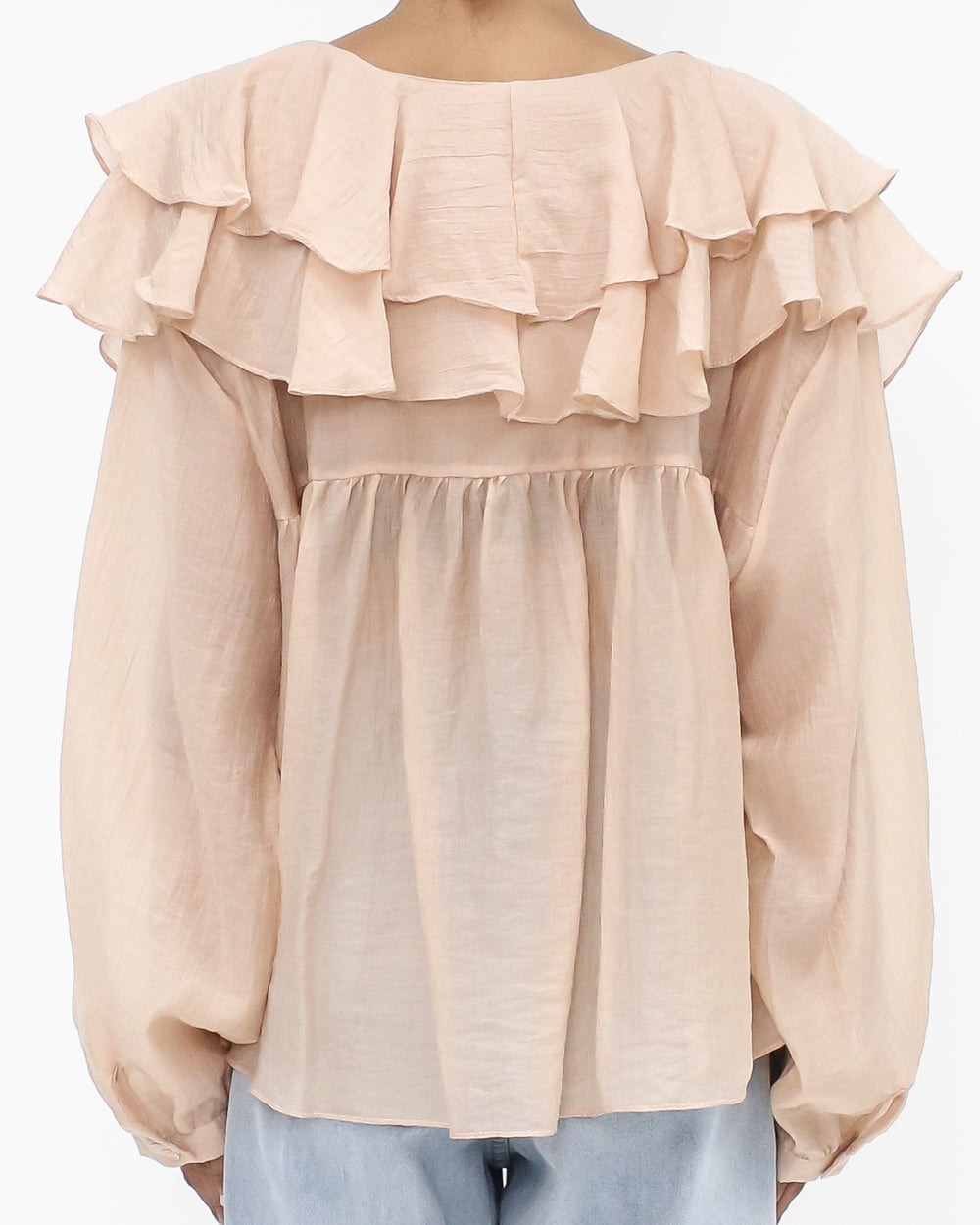 peach mesh ruffles top *pre-order*