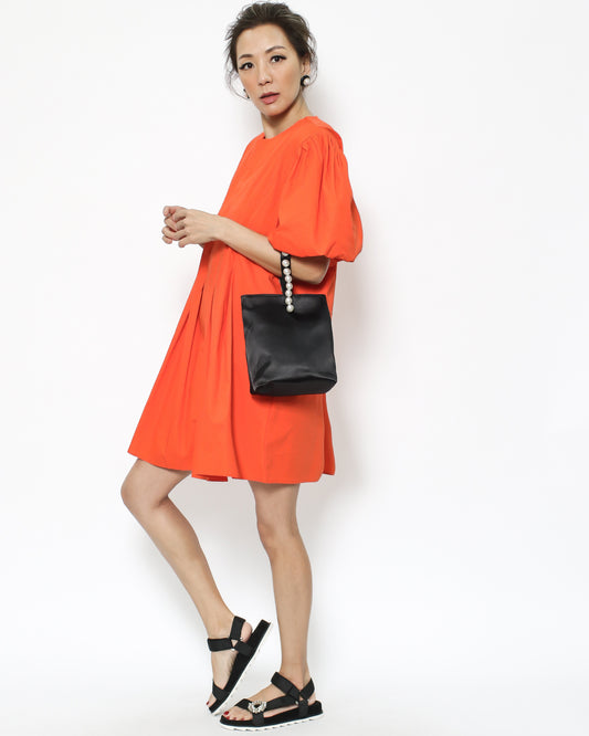 bright orange linen pleats dress *pre-order*