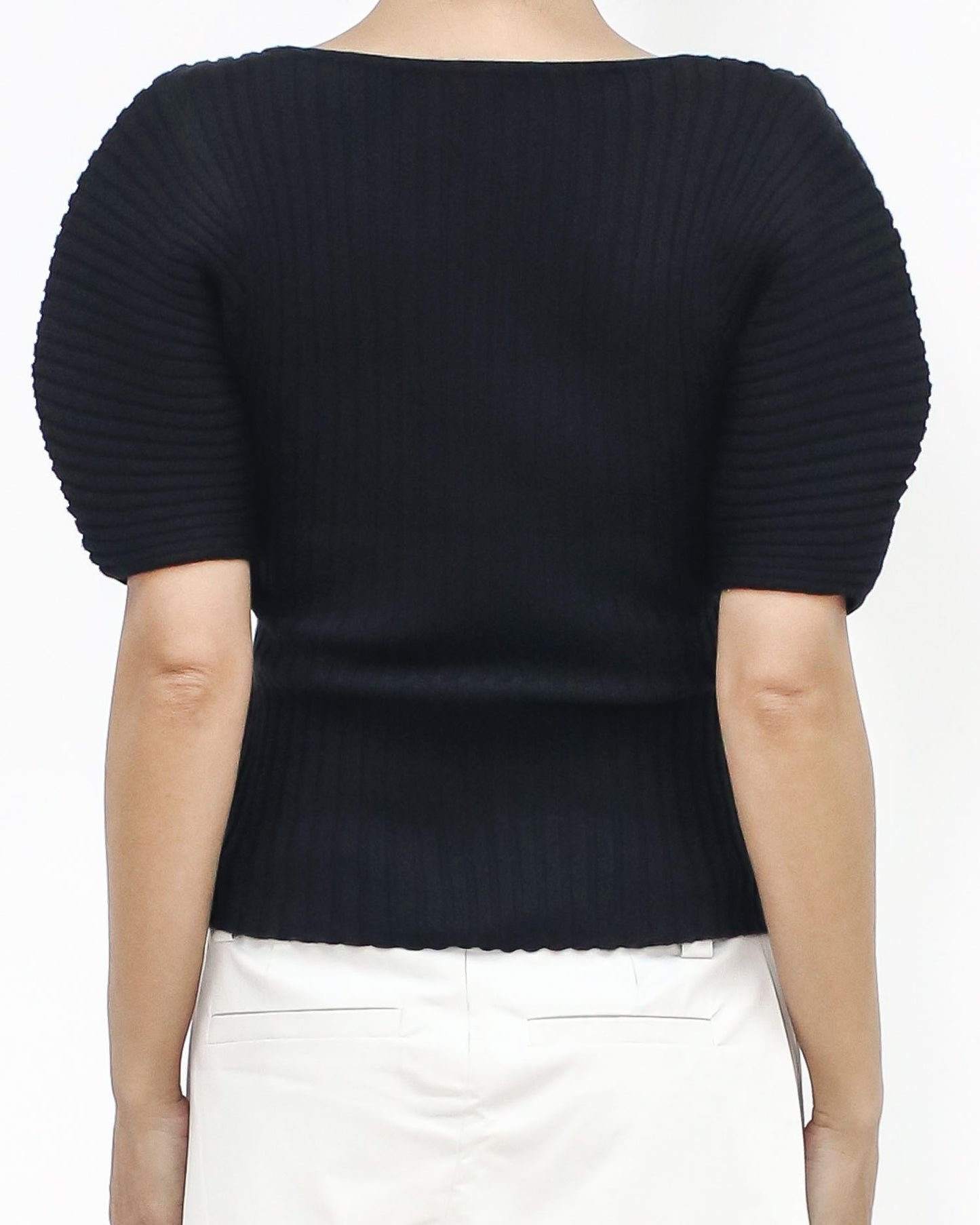 black puff sleeves ottoman knitted top *pre-order*