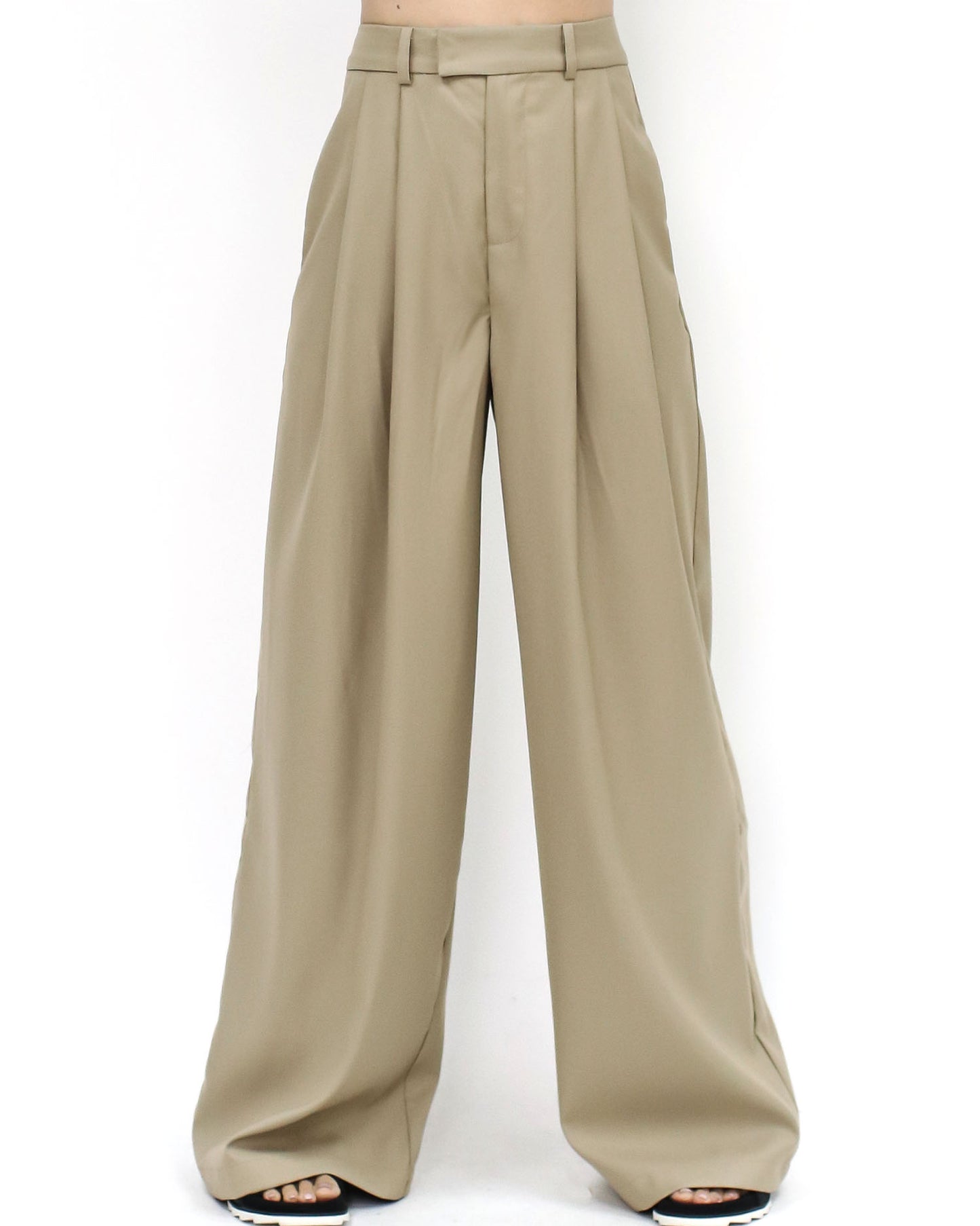 beige wide leg pants *pre-order*