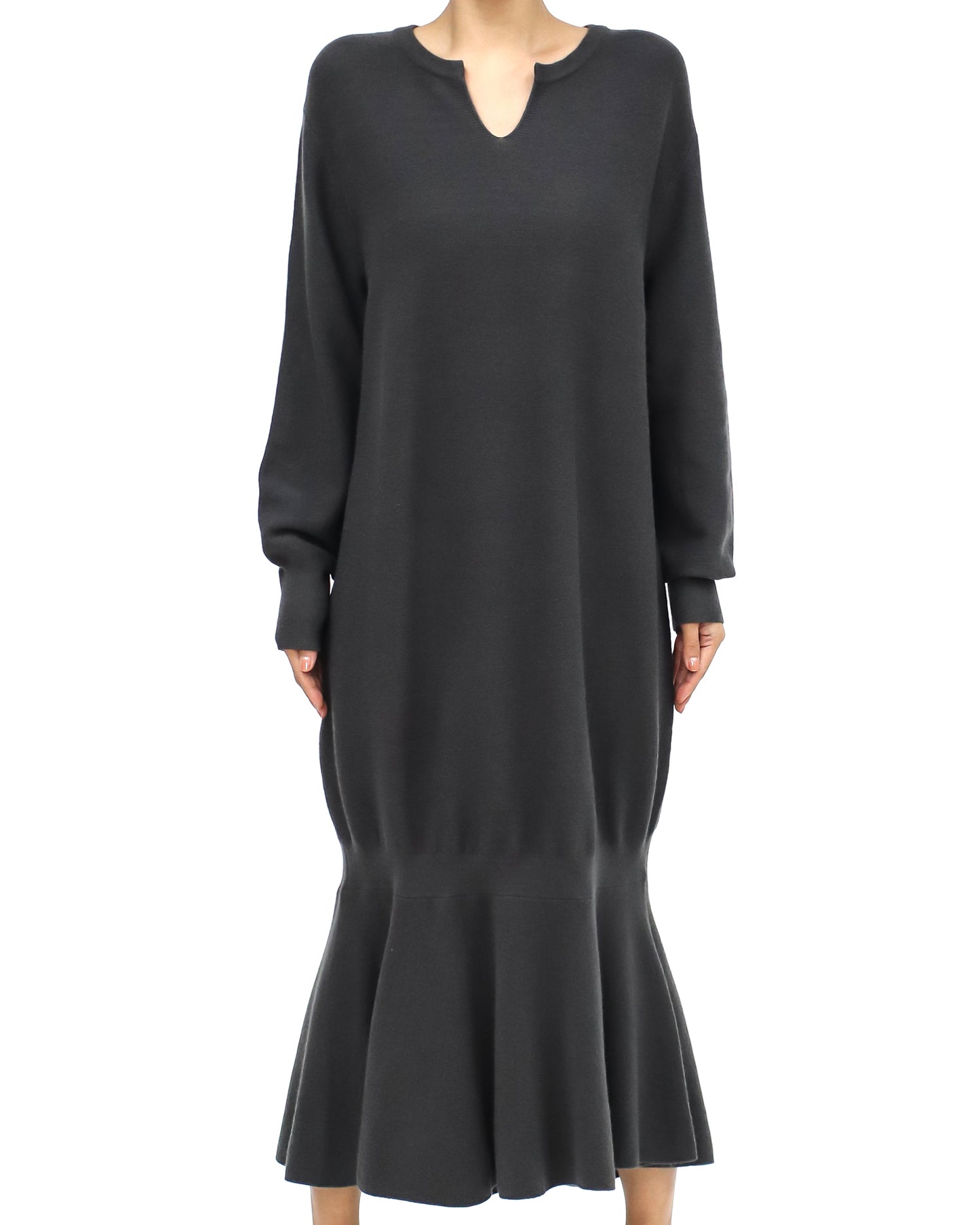 dark grey flare knitted dress *pre-order*