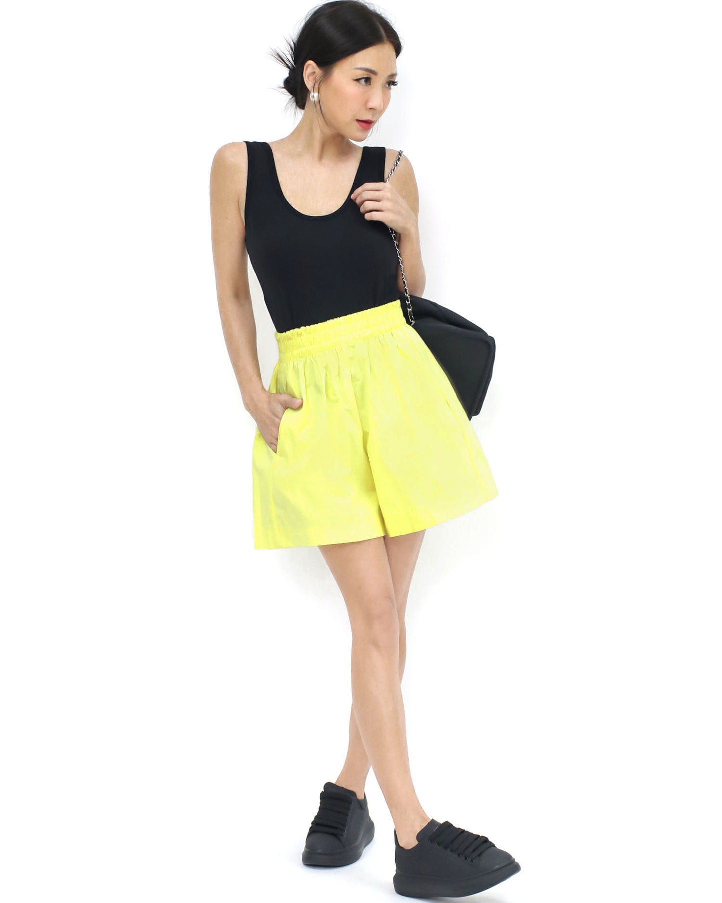 yellow tech sporty shorts *pre-order*