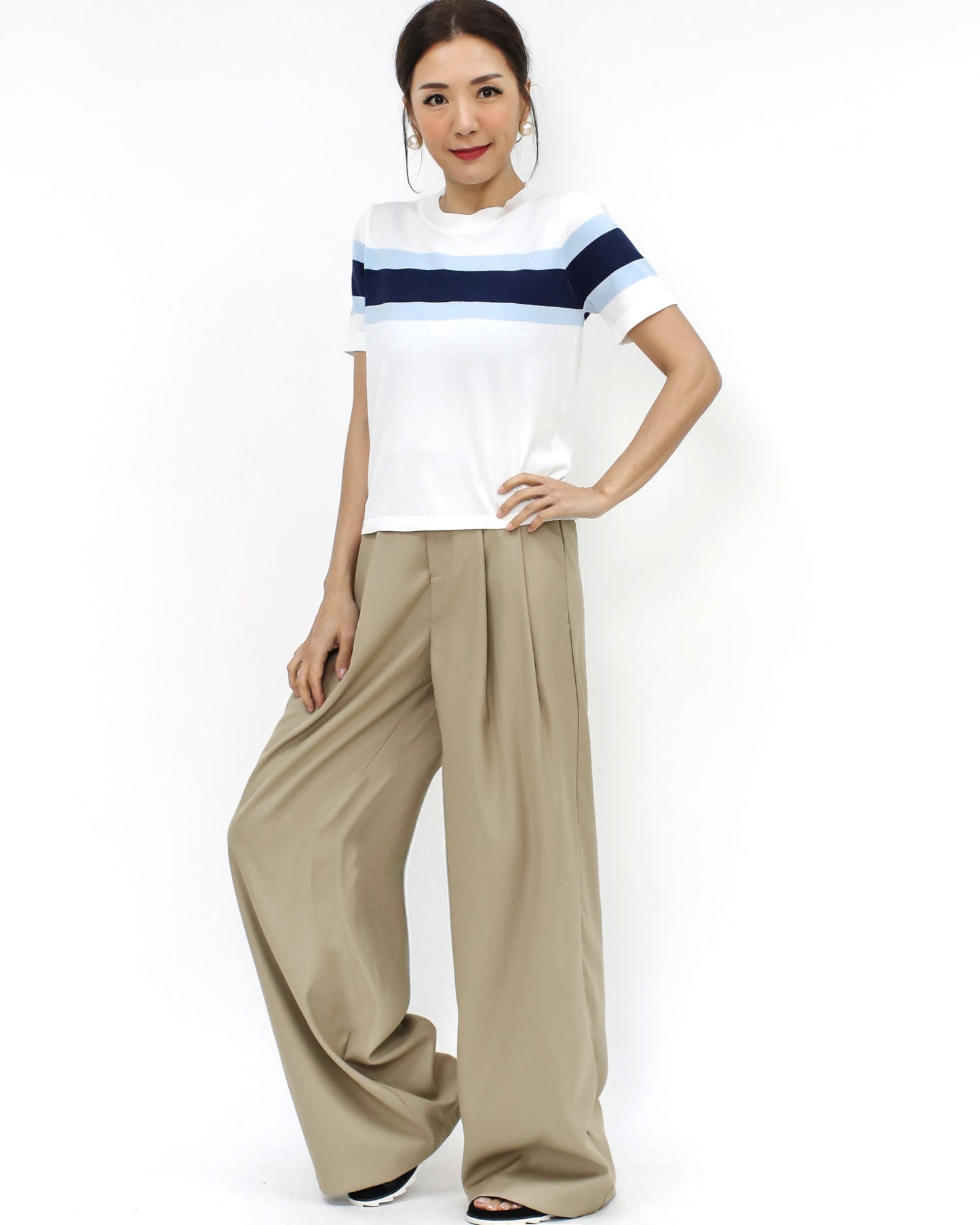 beige wide leg pants *pre-order*