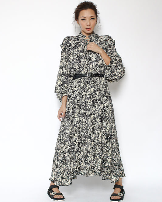 black floral chiffon dress *pre-order*